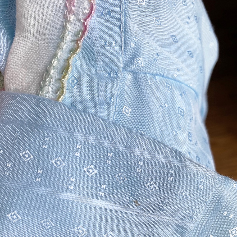 70s VTG light blue floral cottage core collar button up blouse - Picture 8 of 8